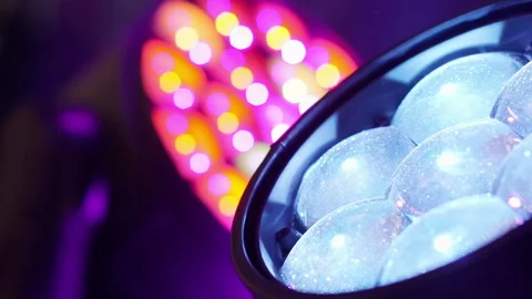 Rotating heads of disco floodlights. Stock Footage 163372213