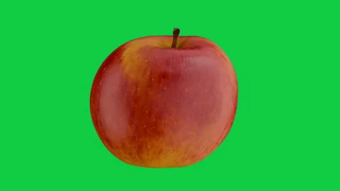 Rotating Healthy Red Apple Fruit for Diet and Nutrition Concept on Green Screen, Stock Footage 339818365