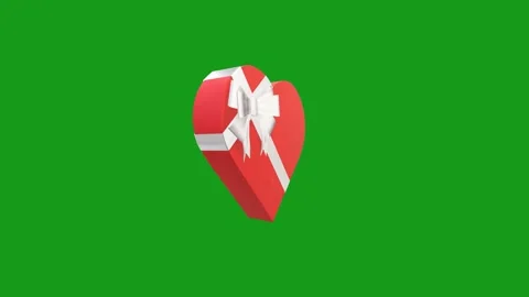 Rotating heart gift box motion graphics with green screen background Stock Footage 147942415