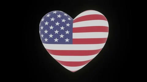 Rotating heart with USA flag texture Stock Footage 219209789