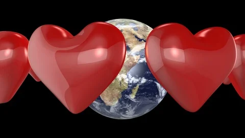 Rotating heart world - black background Stock Footage 85643803