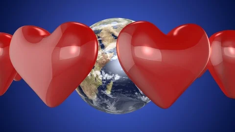 Rotating heart world - blue background Stock Footage 85643711