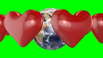 Rotating heart world - green background Video stock 85643802