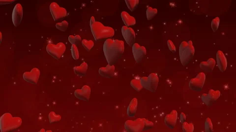 Rotating hearts on the dark red background Stock Footage 123291471