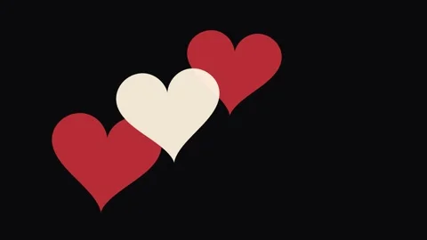 Rotating hearts pattern on black. 2d animation Stock Footage 345876174