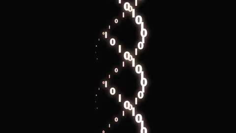 A rotating helicoidal sequence of zero and ones on a black background - Stock Footage 336443446