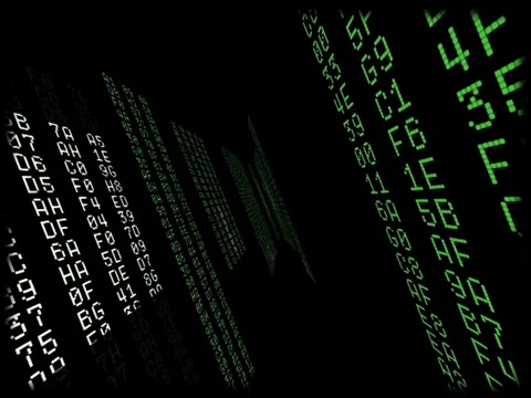 Rotating HEX number matrix Stock Footage 35749723