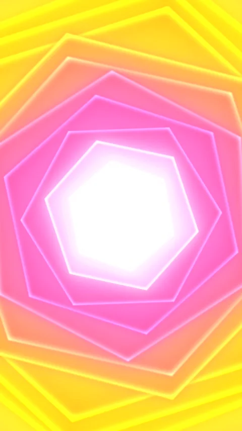 Rotating Hexagonal Pattern in Glowing Neon Gradients. Vertical Background Stock Footage 263686204