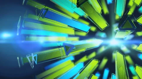 Rotating hi-tech triangular prisms Stock Footage 41890692