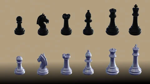 Rotating high angle chess element with alpha matte 4k animation Stock Footage 257352362