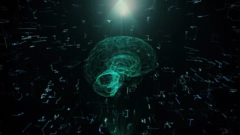A rotating hologram of the brain. Abstract geometric background with moving Vídeos de archivo 120017647