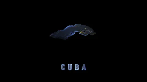 Rotating hologram of cuba map on black background Stock Footage 314335919