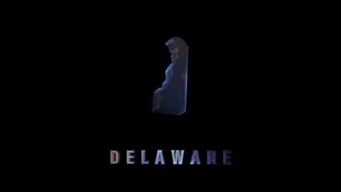 Rotating hologram of delaware state on black background Stock-Footage 313386366