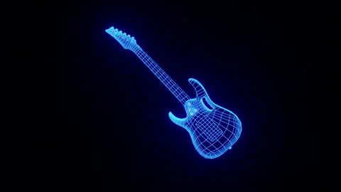 Rotating Hologram Electric Guitar Loop 4K Stock Footage 280076111
