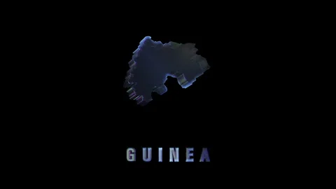 Rotating hologram of guinea map on black background Stock Footage 314336350