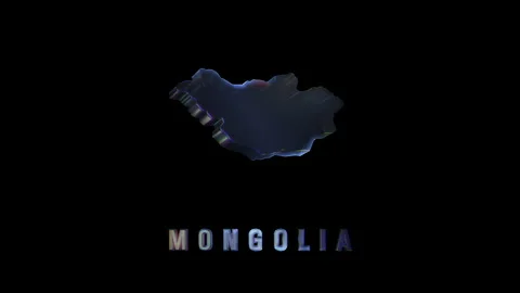 Rotating hologram of mongolia map on black background Stock Footage 317229933