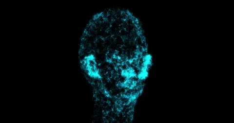 Rotating Hologram Plexus Connection Glowing Human Head With Noise Effect Stock-Footage 87074318