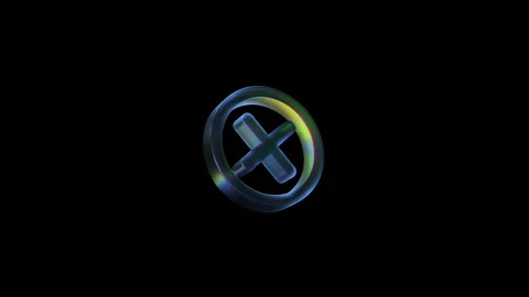 Rotating holographic delete icon on black background Video stock 314335032