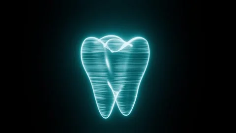 Rotating Holographic Tooth on Black Background 動画素材 340429991