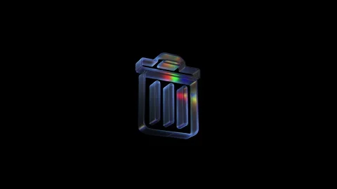Rotating holographic trash can icon on black background Stock Footage 313931630