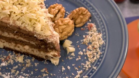 Rotating homemade cake in a plate Stock-Footage 88260206