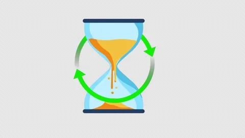Rotating Hourglass Time Management Flat Animation on Black Background Stock Footage 339763592
