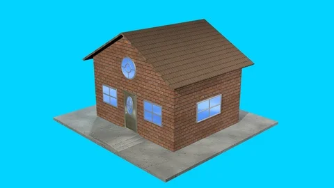 Rotating house 3d animation . Red bricks Stock Footage 111632362