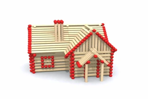 Rotating house made from matches  Stock Footage 683458