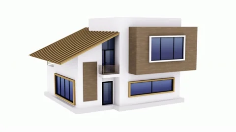Rotating house model with alpha channel Stock Footage 12729048