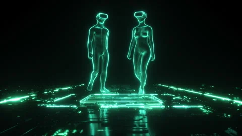 Rotating HUD Characters Digital Backdrop Stock Footage 242949703