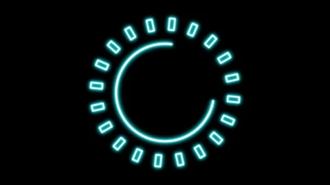 Rotating HUD element cyan neon dots and rings seamless loop 3d render. Display 動画素材 289032787