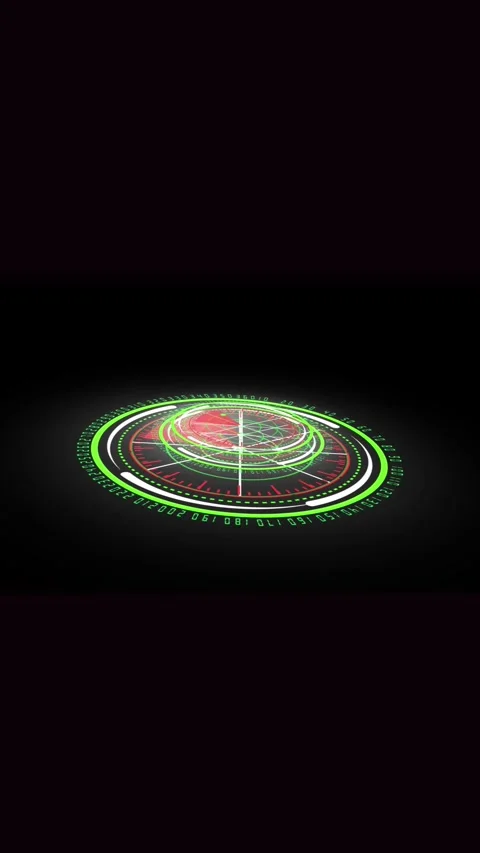 Rotating hud interface animation vertical video futuristic radar scan green.. Stock Footage 321630748