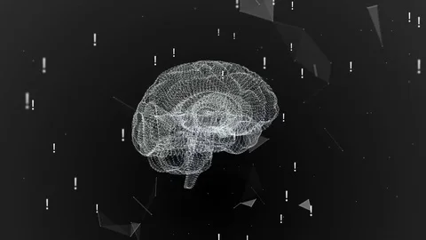 Rotating the human brain against the background of plexus and exclamation marks Stock Footage 81084235