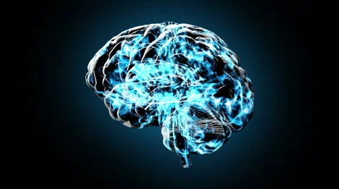 A rotating human brain electrically charged with thought - Brainstorm 101 Stock Footage 57310438
