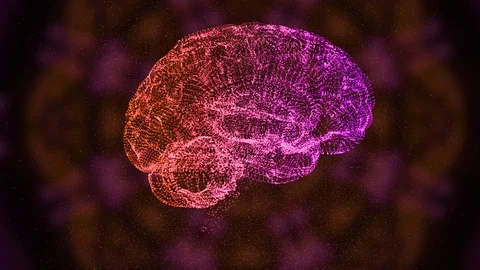 A rotating human brain electrically charging from an external electricity source Stock Footage 121813091