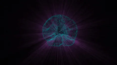 A rotating human brain electrically charging from an internal electricity source Stock Footage 121815785