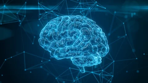 Rotating human brain. Plexus structure evolving around. Seamless loop Vidéo 96020406