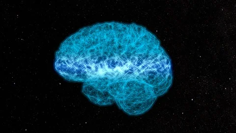Rotating human brain on a starry cosmic background. Seamless loop animation Stock Footage 114655944