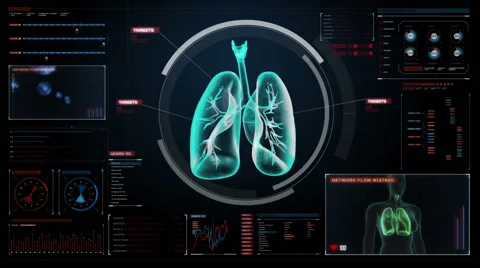 Rotating Human lungs, Pulmonary Diagnostics. X-ray image. medical technology. 스톡 동영상 68727881