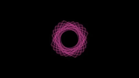 Rotating hypnotic mandala pattern with pink glowing lines on solid black ba.. Stock Footage 342583199