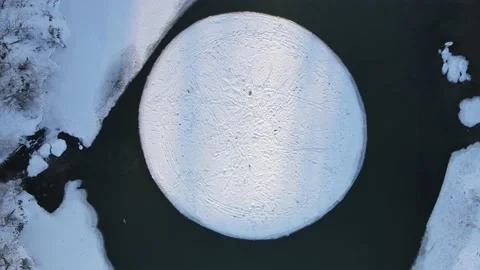 Rotating ice disk on the river (ice carousel in Siberia) Stock Footage 144425221