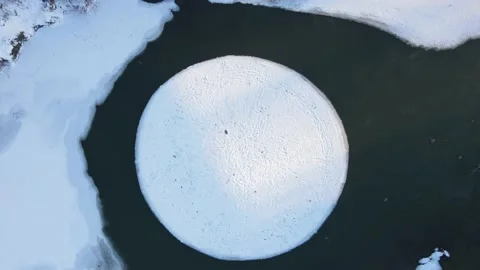 Rotating ice disk on the river (ice carousel in Siberia) Stock Footage 144425310
