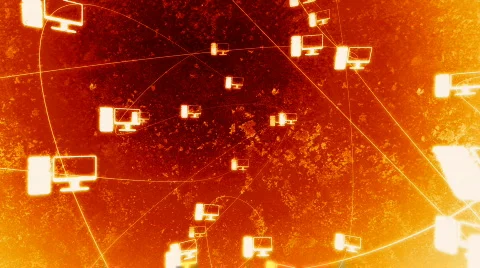 Rotating Icon Network Fire Stock Footage 757772