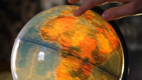 Rotating Illuminated World Globe Built-in LED Bulb. Educational Map. Vídeos de archivo 113721730