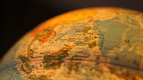 Rotating Illuminated World Globe Built-in LED Bulb. Educational Map.Philippines  Stock-Footage 113723042