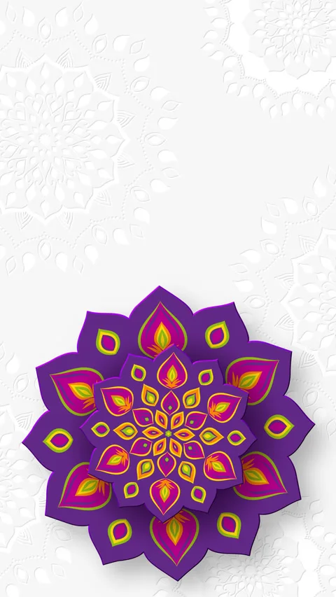 Rotating Indian Rangoli or Mandala for Diwali festival of lights. Stock Footage 308620679