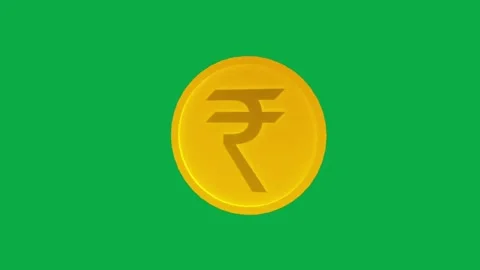 Rotating indian rupee gold coin 3d animation on green screen background loop Stock-Footage 331301271