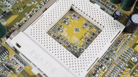 Rotating Integrated Motherboard Microprocessor Socket. Stock Footage 232131775