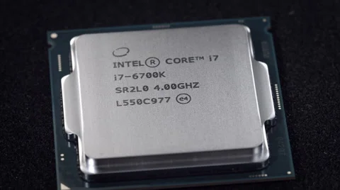 Rotating intel cpu on dark background Stock Footage 65779146