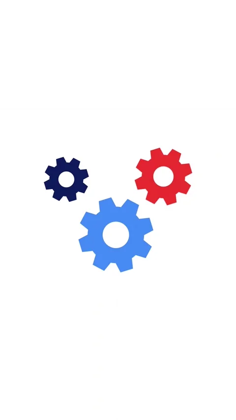 Rotating Interlocking Colorful Gears Animation on White Background Stockbeeldmateriaal 346614031